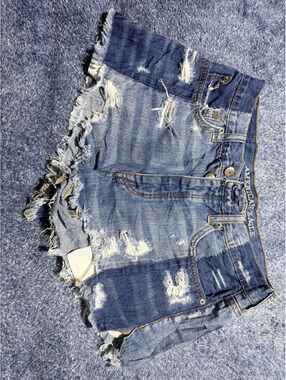 American Eagle Distressed High-Rise Festival Denim Shorts
